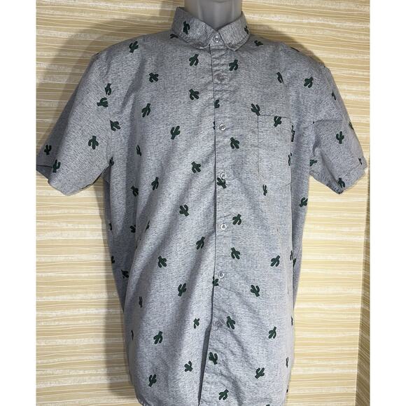 Molokai Surf Co. Men's Grey Cactus Short Sleeve Shirt L 0609 - Picture 2 of 4